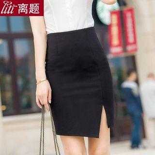 Side Slit Straight Cut Skirt