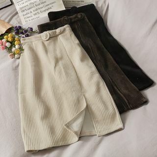 Slited Chenille Midi Skirt