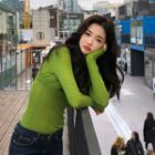 Long-sleeve Slim-fit Colored T-shirt
