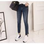 Slit-side Washed Slim-fit Jeans