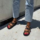 Contrast-trim Belted-detail Sandals