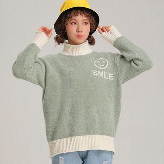 Smile Face Turtleneck Sweater