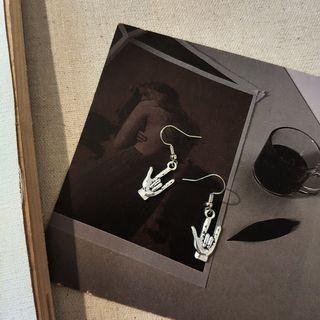 Hand Gesture Dangle Earring Silver - One Size