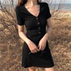 Split-neck Mini Dress