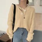 Chunky-knit Button-up Sweater