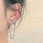 Bow Faux Pearl Chain Alloy Earring