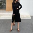 Lapel Button Knit One Piece