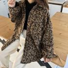 Leopard Print Buttoned Jacket Coffee - One Size