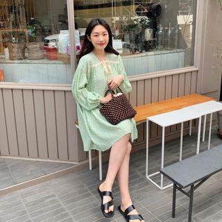 Beribboned Floral Minidress