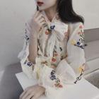 Embroidered Long-sleeve Blouse As Shown In Figure - One Size