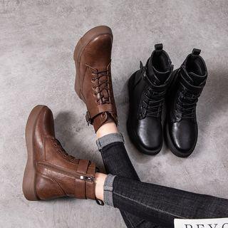 Lace-up Side Zip Short Boots