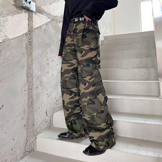 High Waist Camouflage Straight Leg Pants