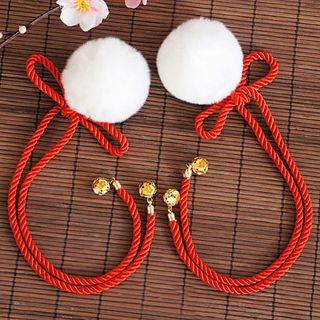 Bow Pom Pom Hair Clip 1 Pc - Tassel Hair Clip - One Size