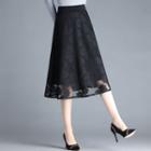 Floral Lace Midi A-line Skirt
