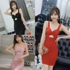 Bow Cut Out Strappy Mini Sheath Dress