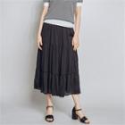 Shirred Midi Chiffon Skirt