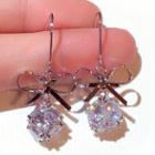 Alloy Bow Faux Crystal Dangle Earring 1 Pair - As Shown In Figure - One Size