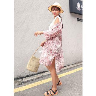 Plus Size Printed Cotton Cardigan