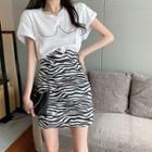 Loose-fit Short-sleeve T-shirt / Zebra-print Skirt
