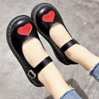 Heart Applique Mary Jane Flats