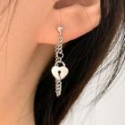 Heart Lock Alloy Dangle Earring 1 Pair - Silver - One Size