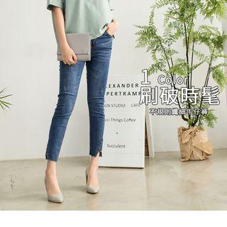 Washed Ankle-length Skinny Jeans