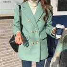Double-breasted Flap-front Jacket Mint Green - One Size