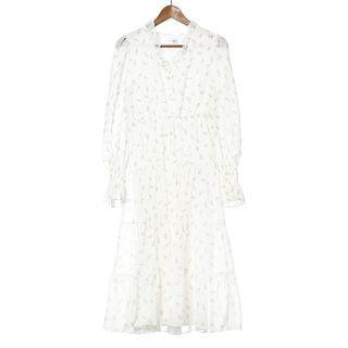 Long-sleeve A-line Dress Almond - S