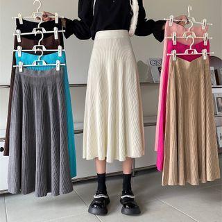 High-waist A-line Knit Semi Skirt