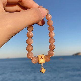 Mahjong Pendant Gemstone Bead Bracelet