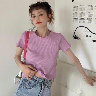 Frill Trim Short-sleeve Cropped Top