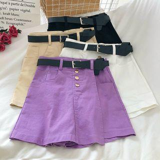 Plain Denim A-line Skort