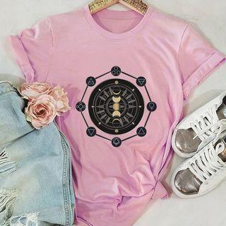 Short-sleeve Zodiac Print T-shirt