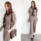 Set: Dolman-sleeve Top + Dress Pants + Scarf