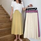 High-waist Single Breasted Midi Skirt