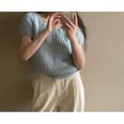 [dearest] Round-neck Alpaca Blend Sweater (sky Blue) One Size