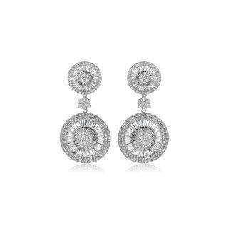 Fashion And Elegant Geometric Round Cubic Zirconia Earrings Silver - One Size