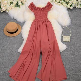 Smocked Wide Leg Jumpsuit