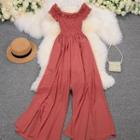 Smocked Wide Leg Jumpsuit