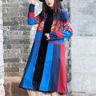Color Block Open Front Jacket As Shown In Figure - One Size
