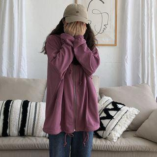 Plain Loose Fit Long-sleeve Hoodie