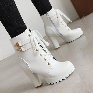Chunky Lace-up Short Boots