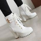 Chunky Lace-up Short Boots