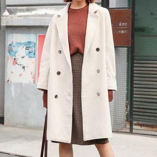 Double-breasted Long Coat As Shown In Figure - One Size