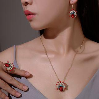 Faux Crystal Chinese Opera Dangle Earring / Pendant Necklace / Ring