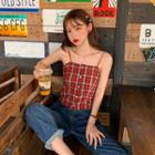 Plaid Camisole Top Red - One Size