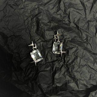 Faux Crystal Star Alloy Dangle Earring 1 Pr - Transparent - One Size