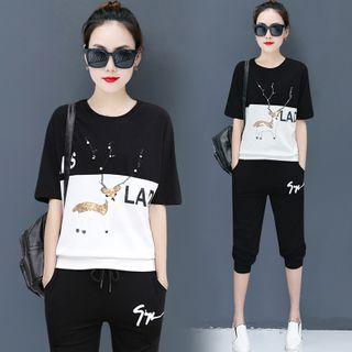 Set: Short-sleeve Printed T-shirt + Pants