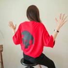 Graphic-back Drop-shoulder T-shirt
