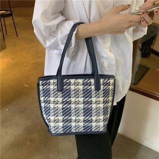 Patterned Tote Bag Dark Blue - One Size